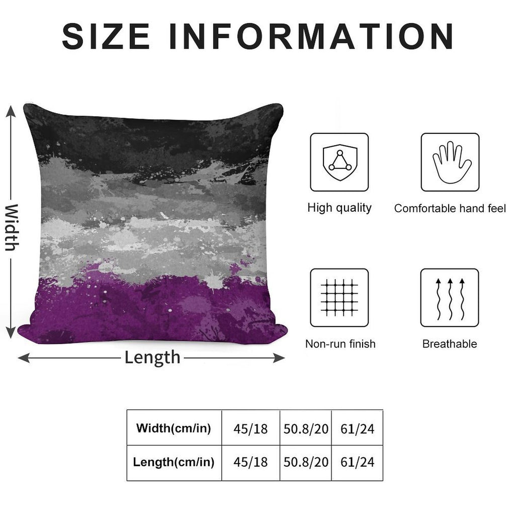 Abstract Paint Splatter Asexual Pride Flag Pattern Soft Gift Ready Throw Pillow