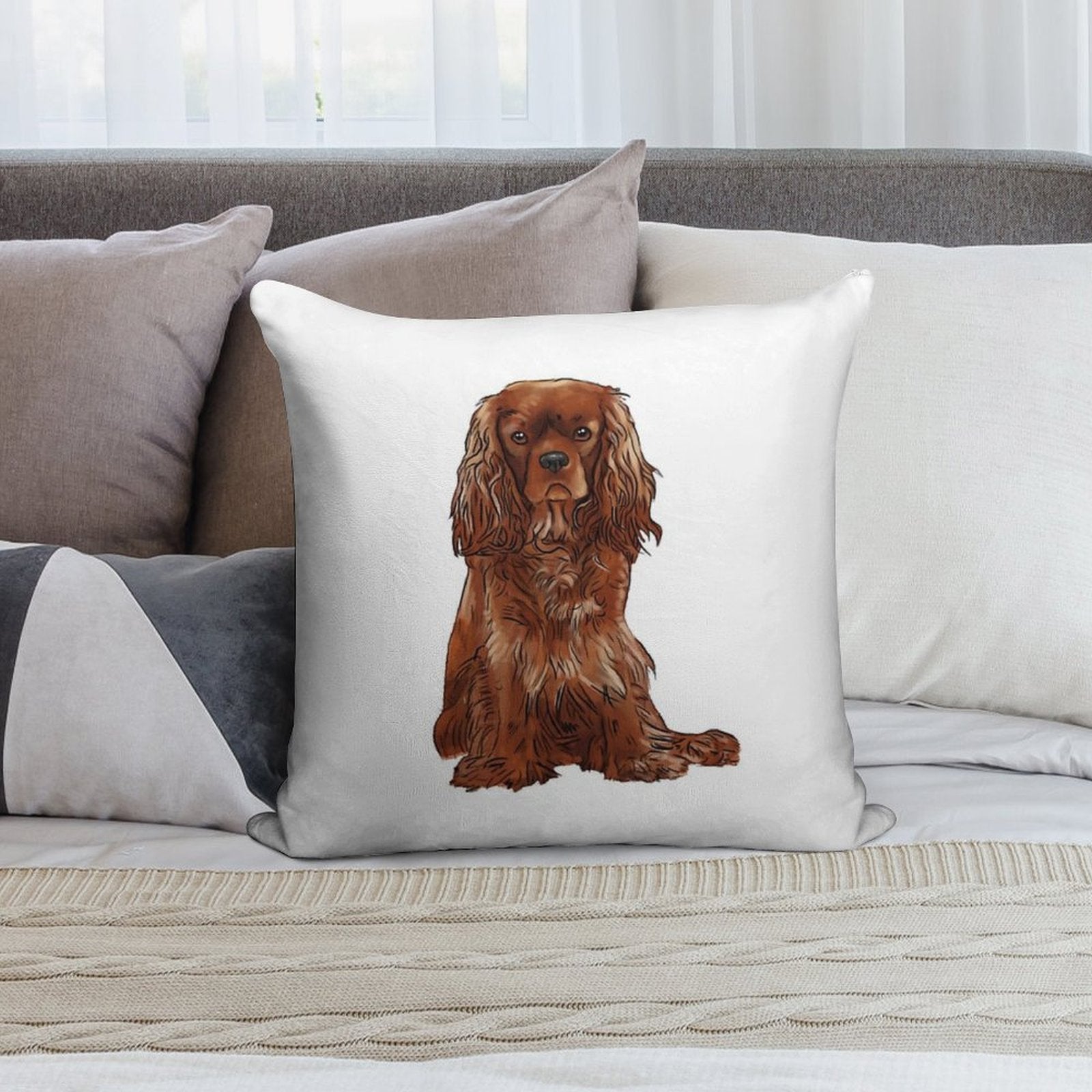 Cavalier King Charles Spaniel - Ruby Soft Shrink-Resistant Throw Pillow