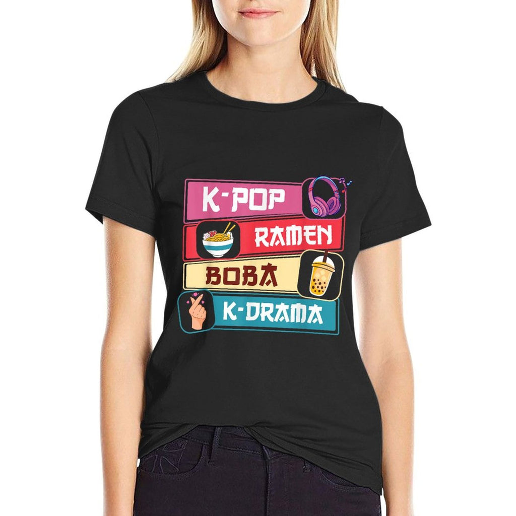 K-Pop Ramen Boba K-Drama Cute Kawaii Korean Draman Girls  Affordable Price T-Shirt