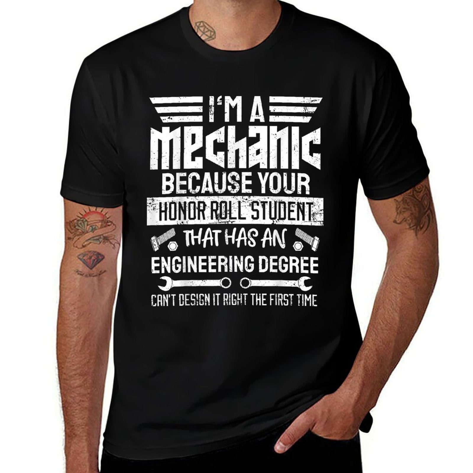 Mechanic Car Guy Mechanics DIY Handyman Garage Repair Shop  Wrinkle-resistant T-Shirt