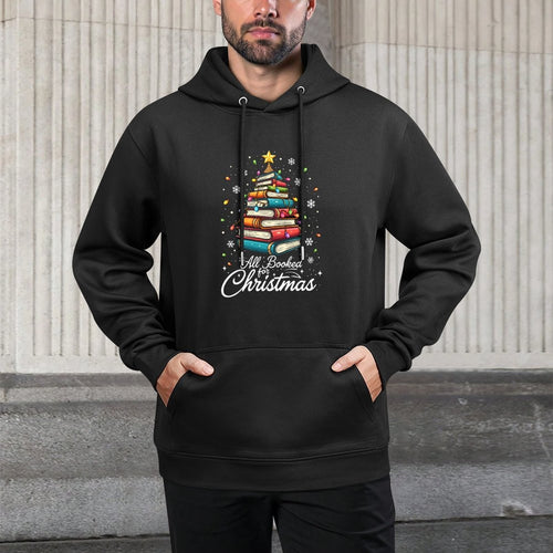 All Booked For Christmas Book Christmas Book Lover Librarian Customizable Surface Hoodie