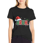 Funny Bruh Christmas Pajamas Santa Hat Xmas PJS Outfit  Relaxed-fit T-Shirt