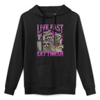 Live Fast Eat Trash Funny Raccoon Meme Bootleg Graphic 90s Medium-Weight Fabric Hoodie