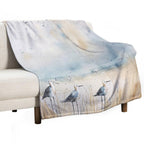 Sandpipers by The Shore – Soft Watercolor Coastal Bird Art Compact Throw Blanket