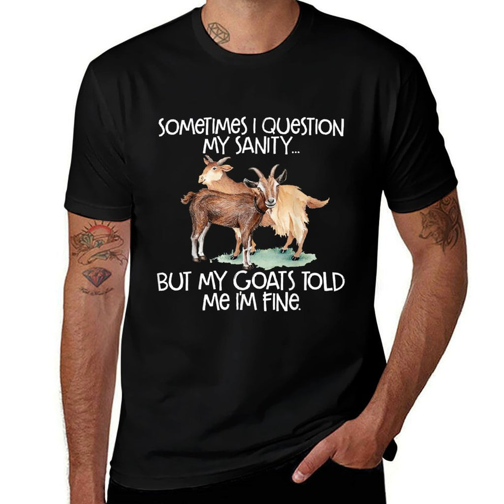 Funny Goat Tee for Crazy People Who Speak with Goats  Oversized Silhouette T-Shirt