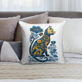 Ukraine Cat Floral Vintage Ukrainian Flag & Vyshyvanka Soft Reinforced Edging Throw Pillow