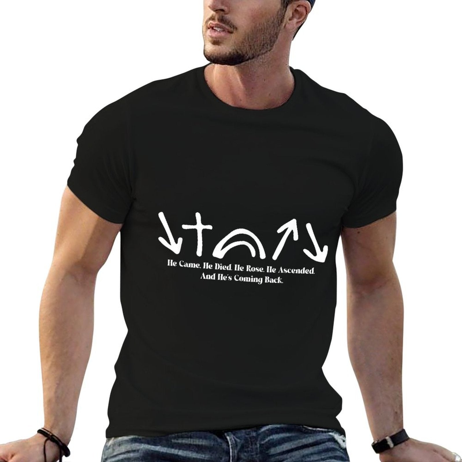 5 Gospel Symbols - Jesus Is King - Jesus Will Come Again  Heathered Texture T-Shirt