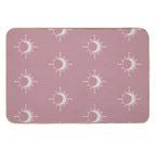 Cosmic Sun And Moon Design Soft Aesthetic In Muted Colors Deep Pink  High-Traffic Bath Mat