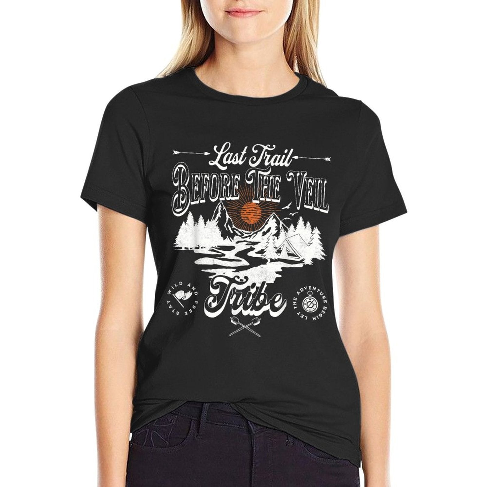 Last Trail Before The Veil Mountain Camp Bachelorette Party  Fade-proof Color T-Shirt