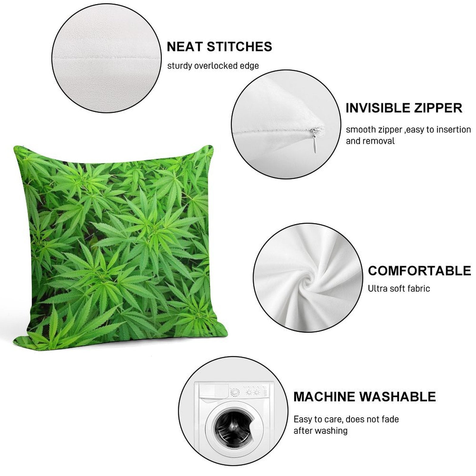 Marijuana Cannabis Weed Pot Plants Soft Multiple Sizes Throw Pillow
