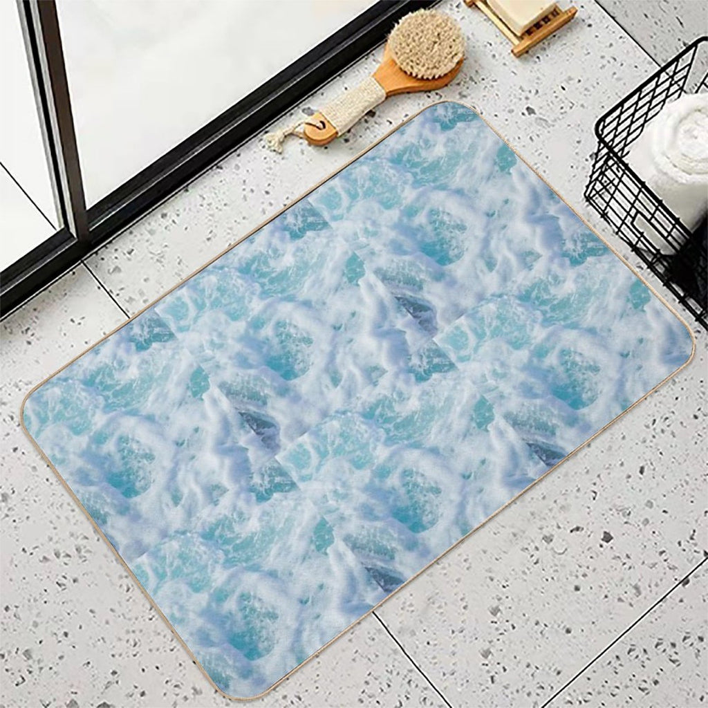 BLUE OCEAN WAVE COLLECTION  Non-Slip Bath Mat
