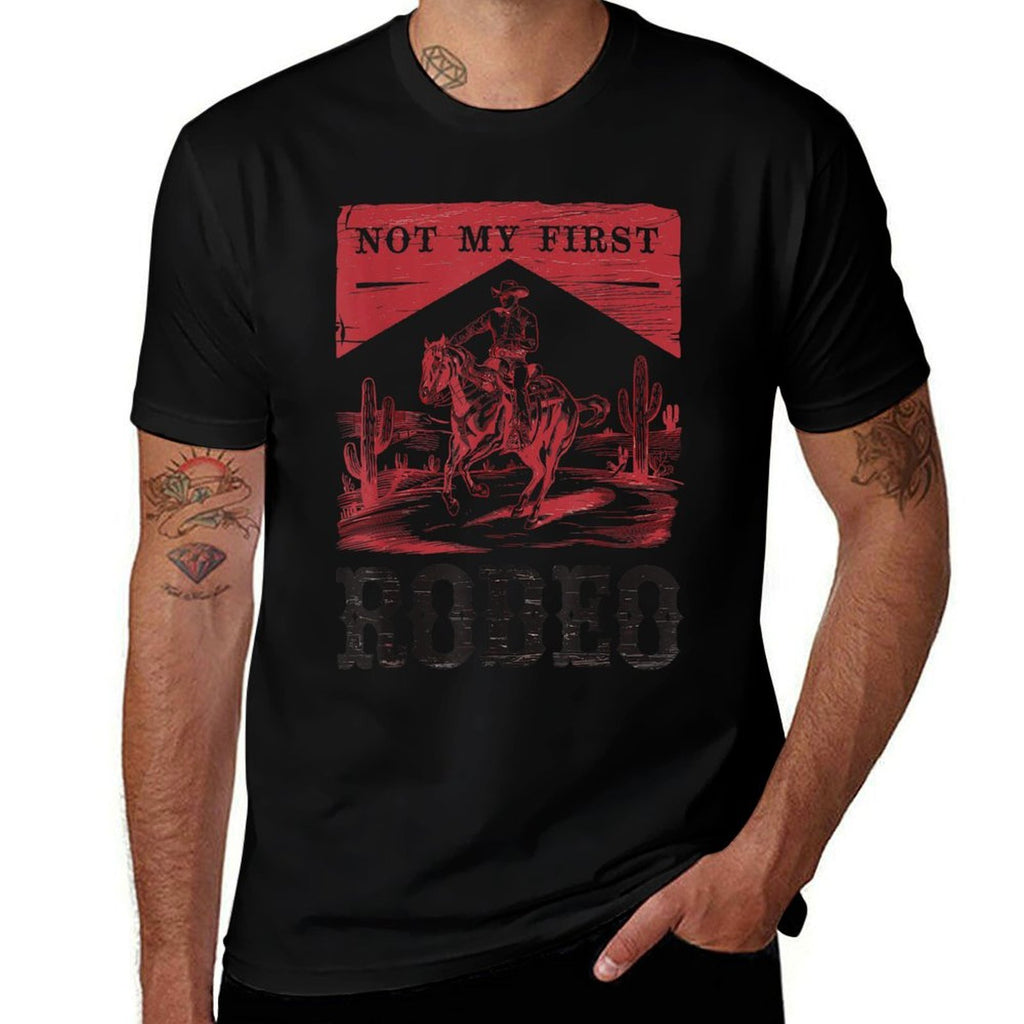 Not My First Rodeo, Vintage Bronc Riding Cowboy Rodeo  Polyester Blend T-Shirt