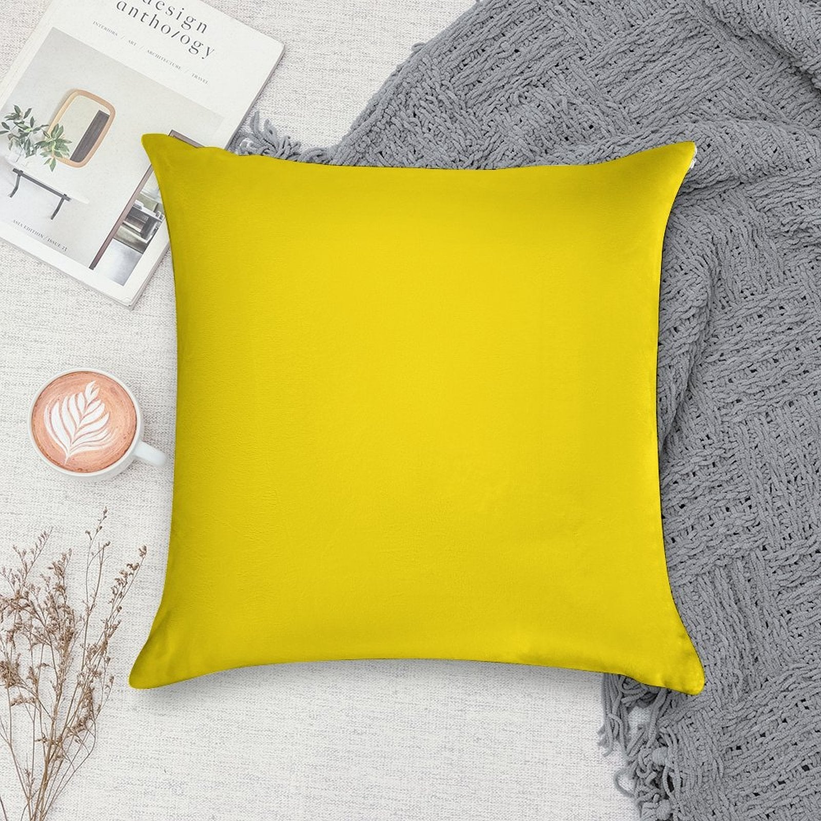 VERY VIVID YELLOW - THE VERY VIVID RANGE- 100 SHADES OF YELLOW ON OZCUSHIONS Soft Style Accent Throw Pillow