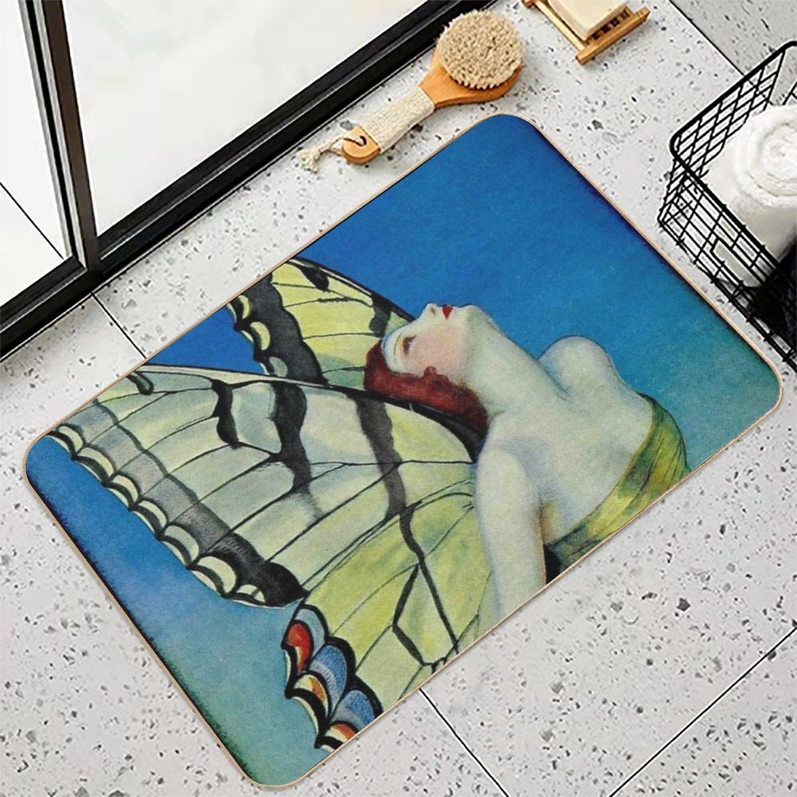LIFE  Vintage 1923 Flapper Butterfly Print  Long-Lasting Bath Mat