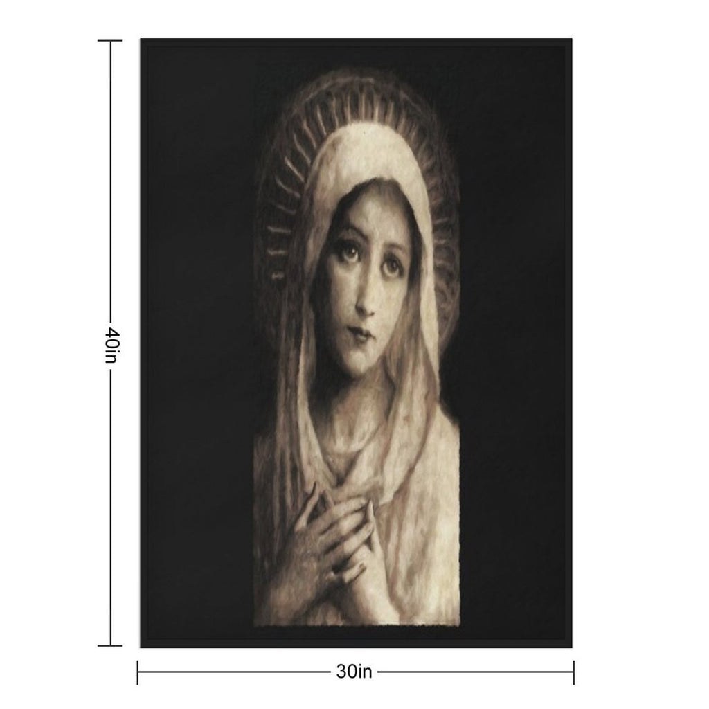 Vintage Virgin Mary Painting Travel-friendly Throw Blanket
