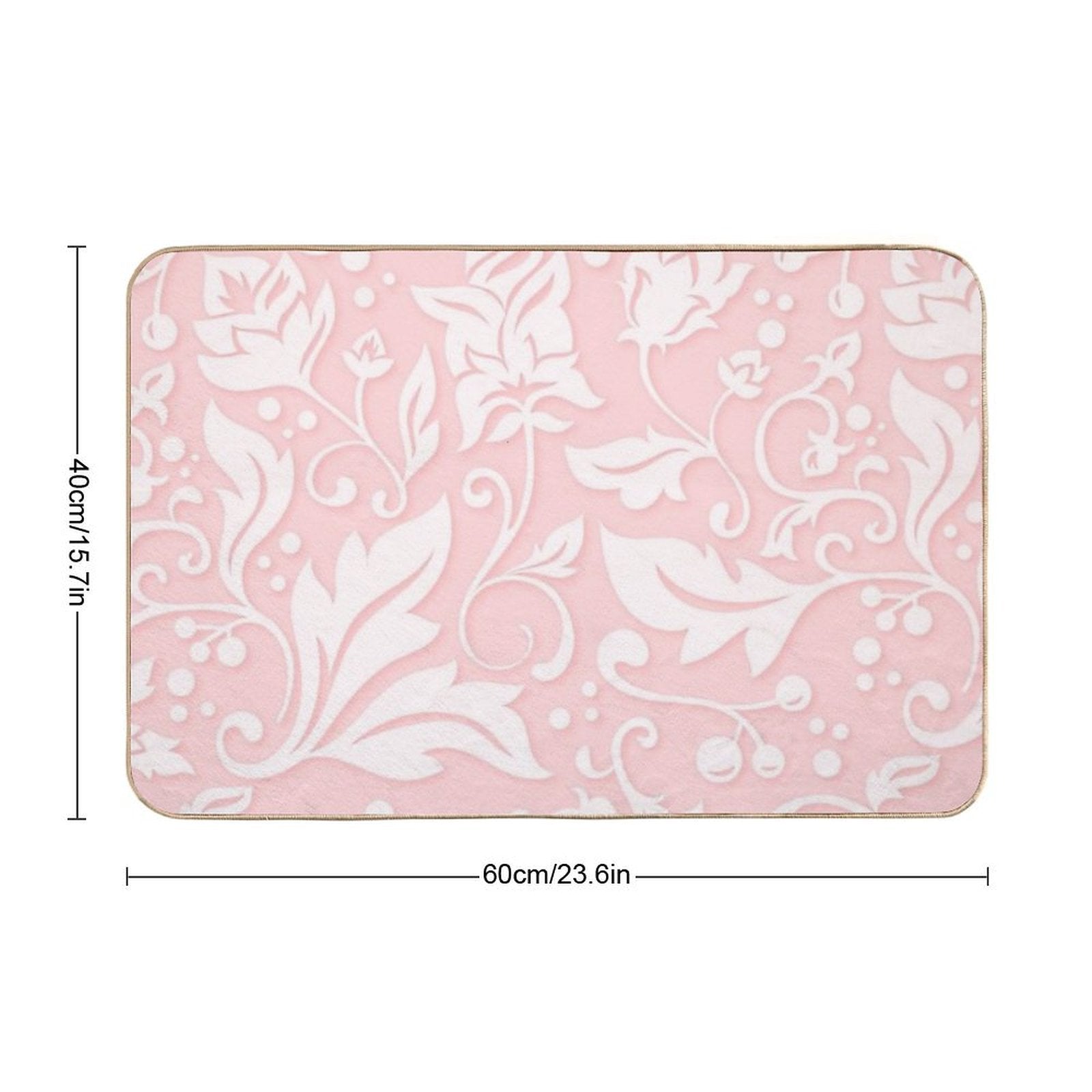 Pink Flower Print Botanical Floral Pattern  Toxin-Free Bath Mat