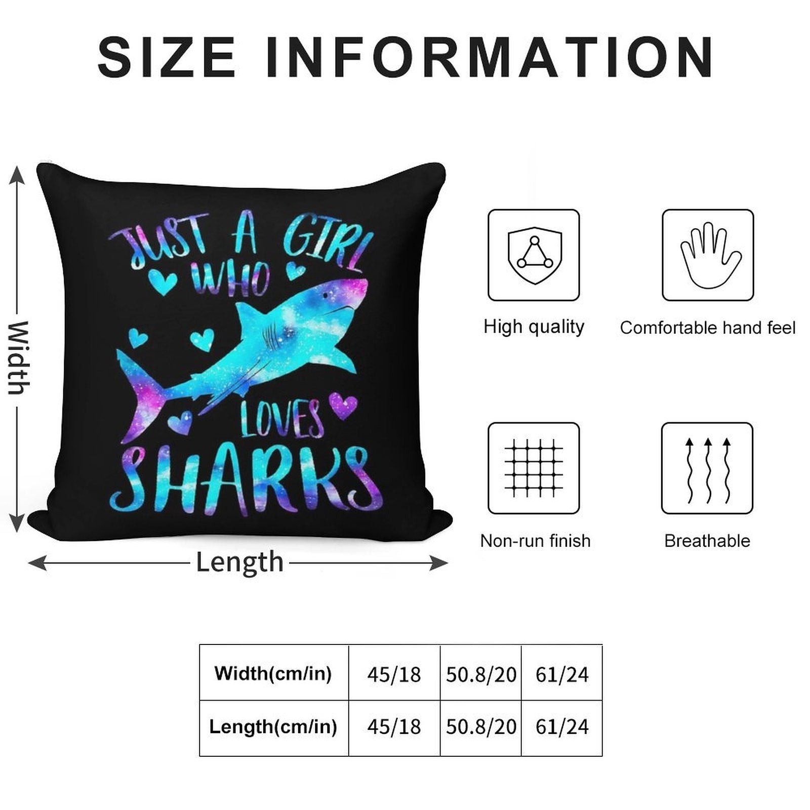 Just A Girl Who Loves Sharks Soft High-Density Material Throw Pillow