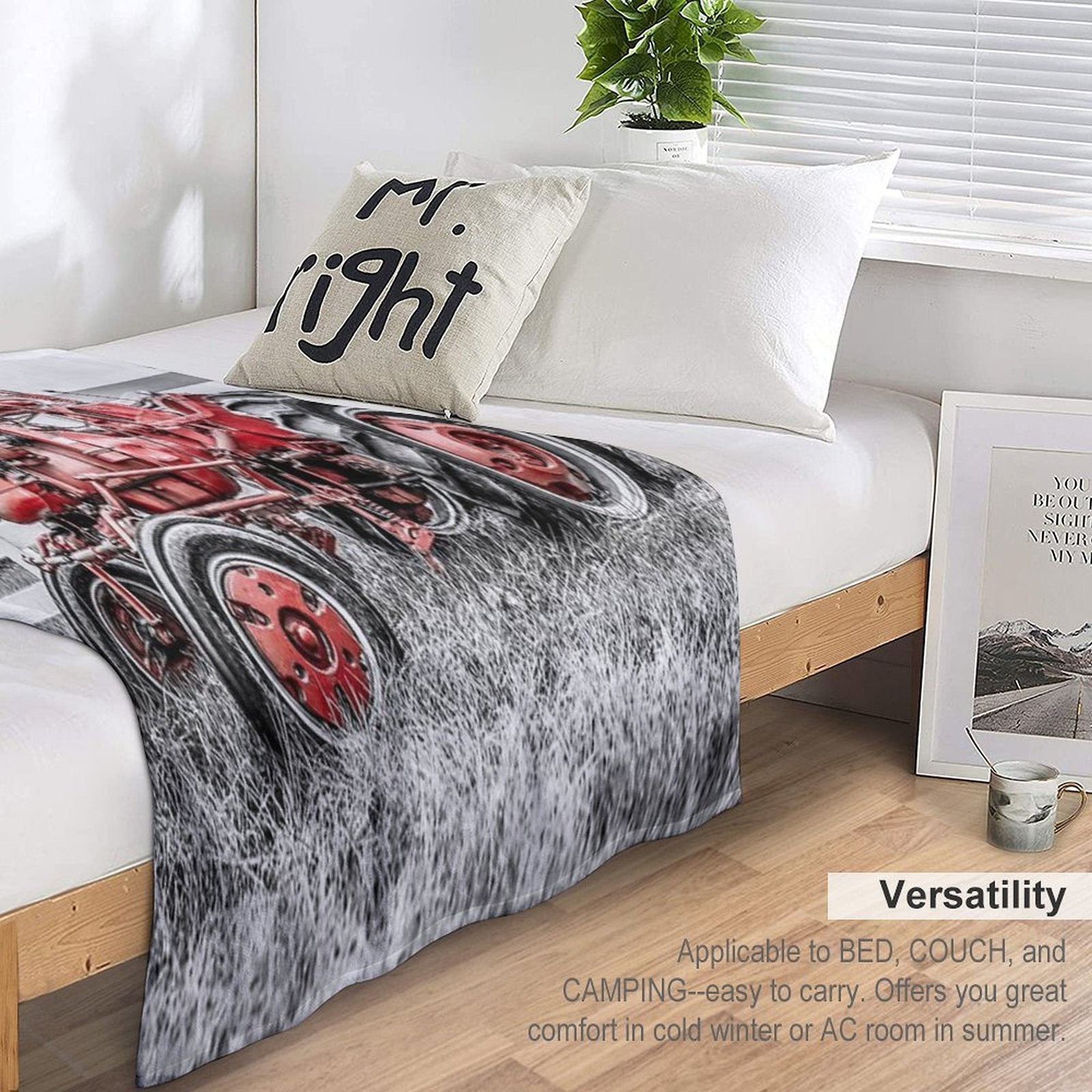 A Tractor Color Isolation Multi-functional Throw Blanket