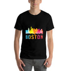 Boston Massachusetts Retro Watercolor Skyline Souvenir  Versatile T-Shirt