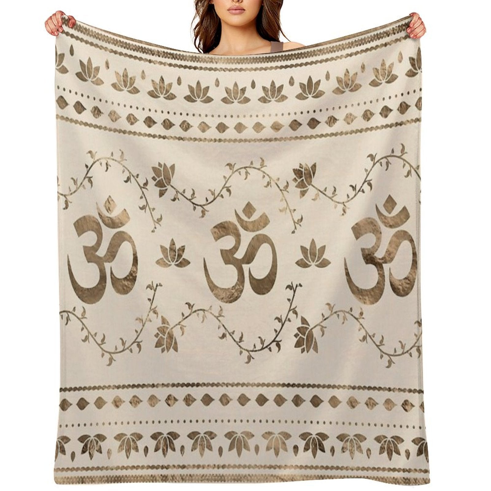 OM Symbol Ornament - Pastel Gold Durable Throw Blanket