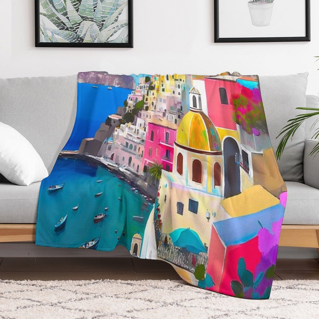 Amalfi Dreams Colorful Amalfi Coast in Italy Velvety-soft Throw Blanket
