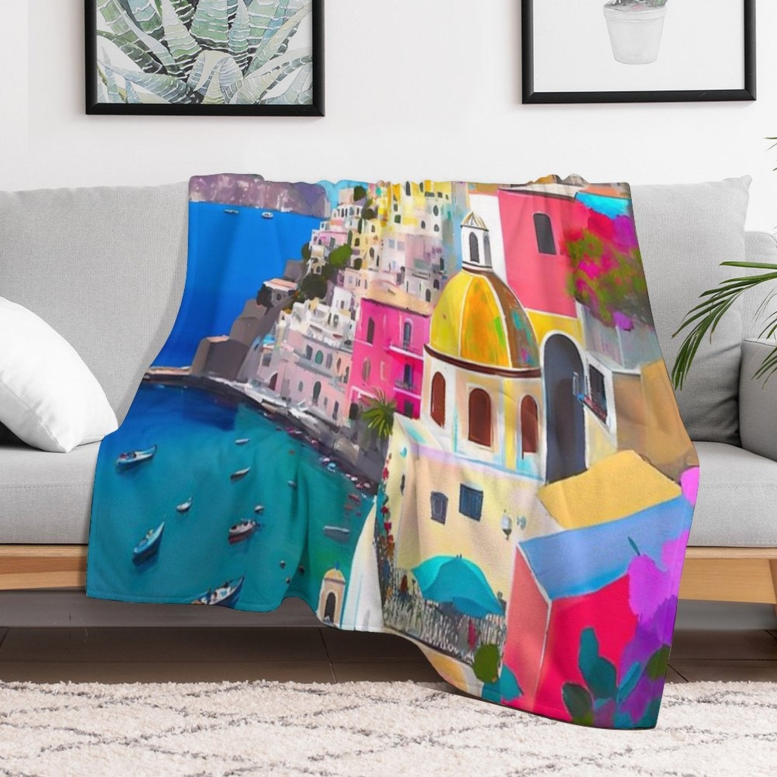 Amalfi Dreams Colorful Amalfi Coast in Italy Velvety-soft Throw Blanket