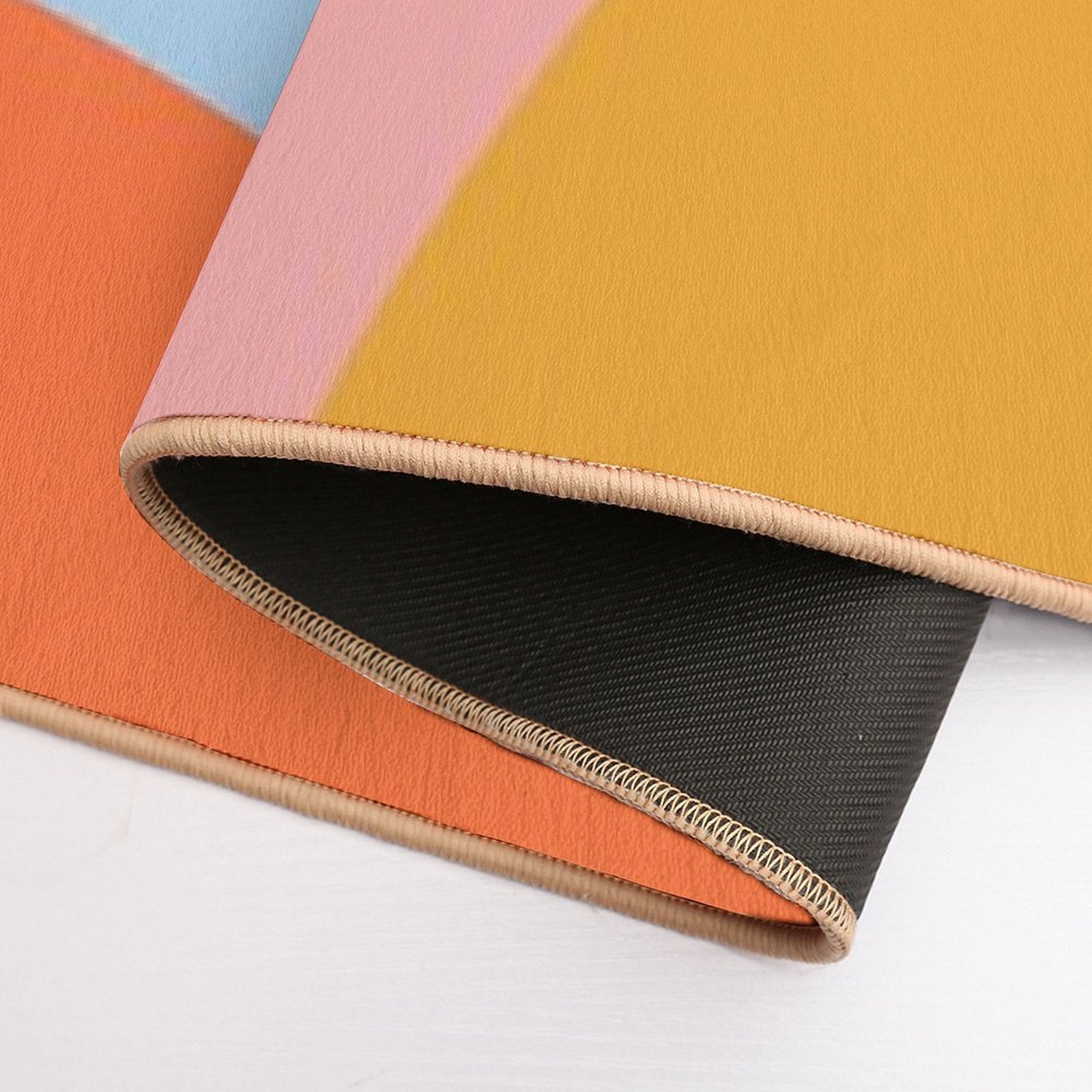 Geometric Shapes  Retro Beach Vibes Colors  Eco-Friendly Bath Mat