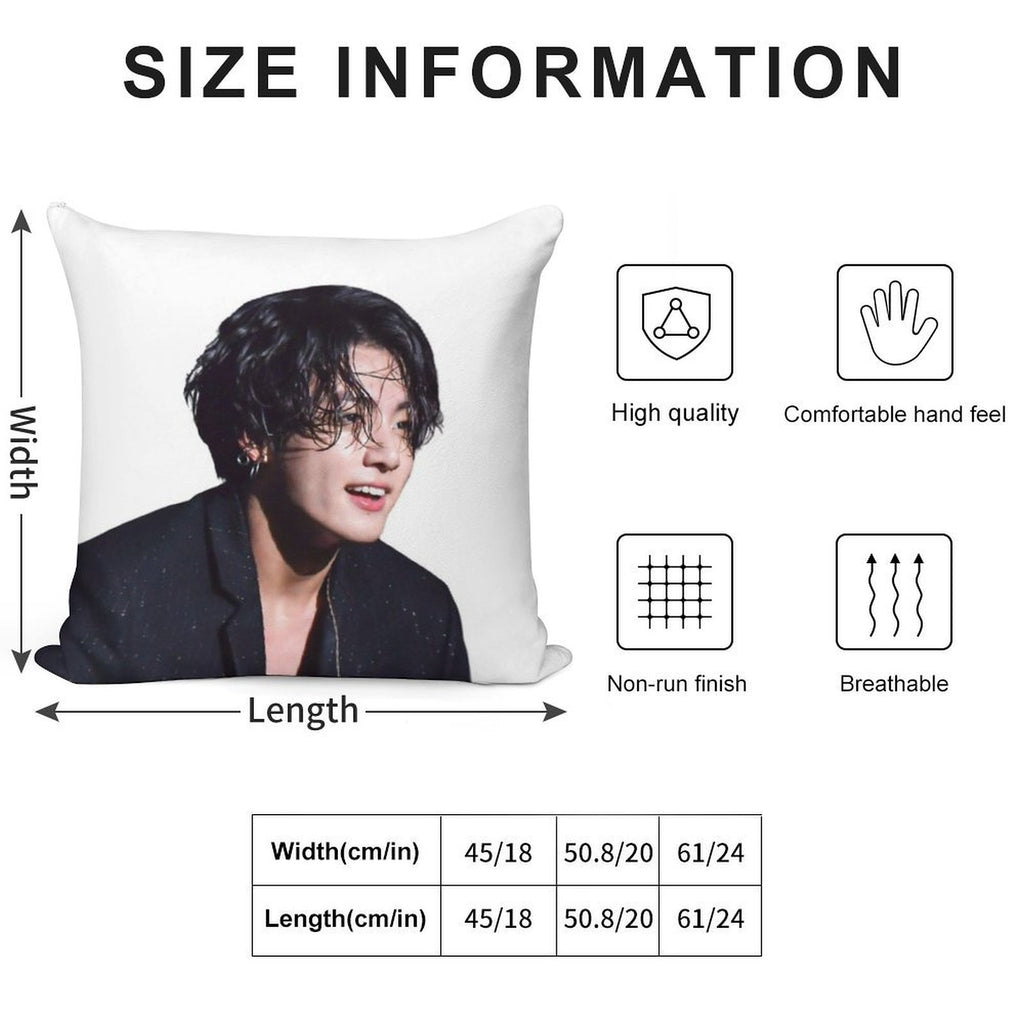 Jungkook Long Hair Hot Soft Multiple Sizes Throw Pillow