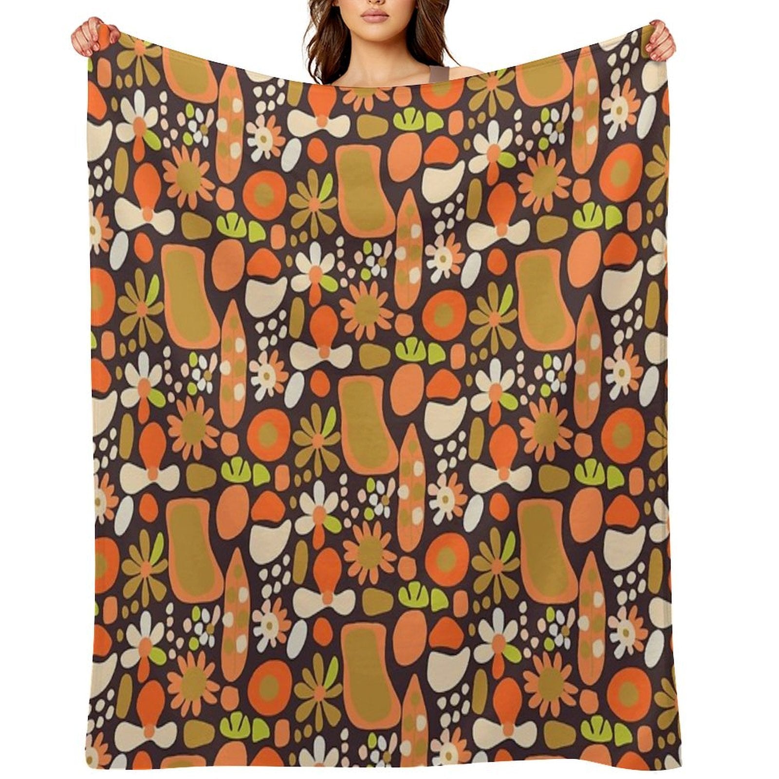 Retro Blossom Medley Premium Throw Blanket