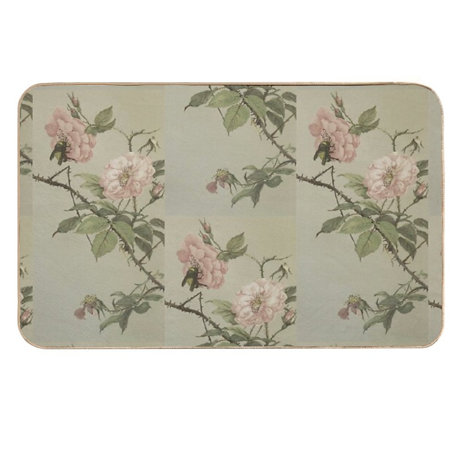 Vintage Bee And Flower  Easy To Clean Bath Mat