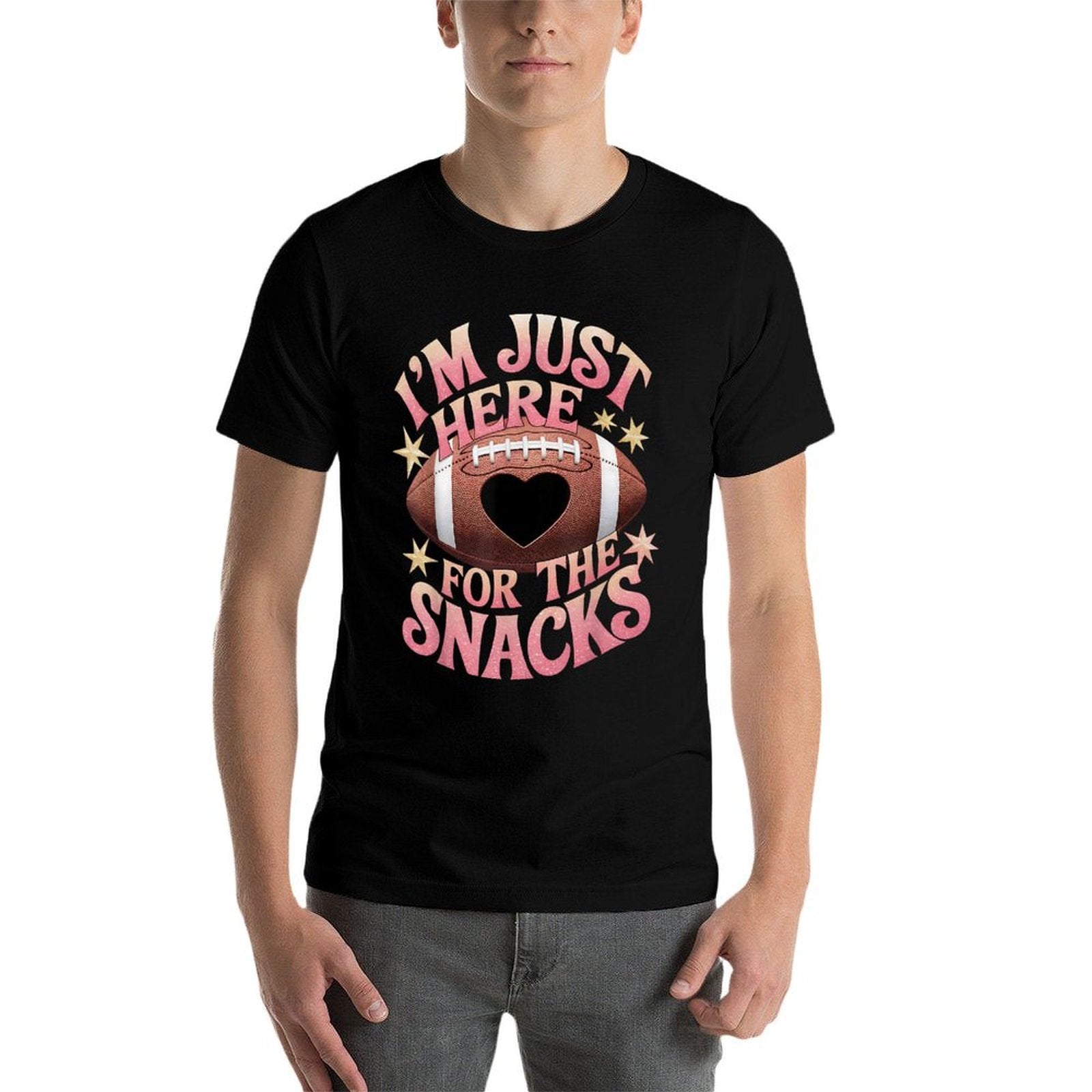 Funny Football Women Im Just Here For The Snacks  Rolled Sleeves T-Shirt