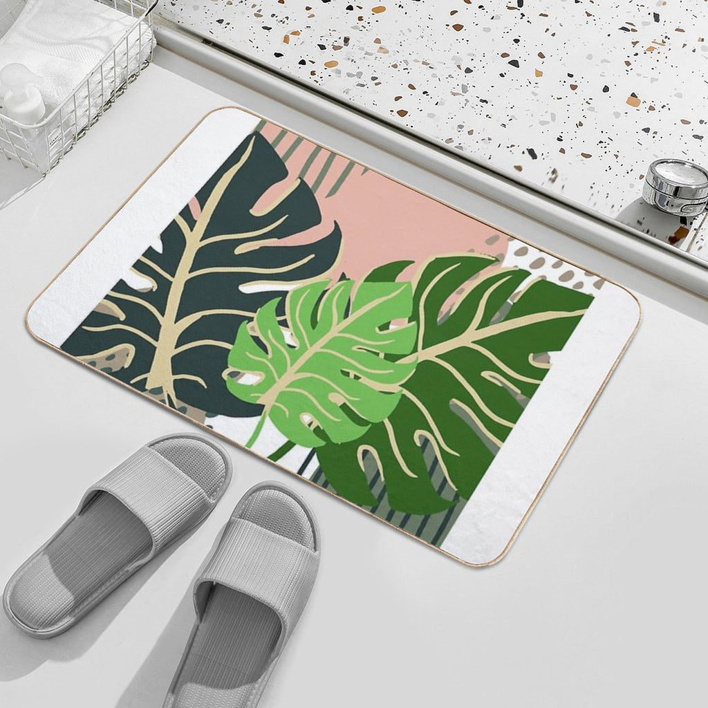 Monstera Art Abstract Durable Bath Mat