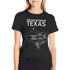 Five States of Texas - Funny Maps of Dallas Houston Austin  Graphic-printed T-Shirt