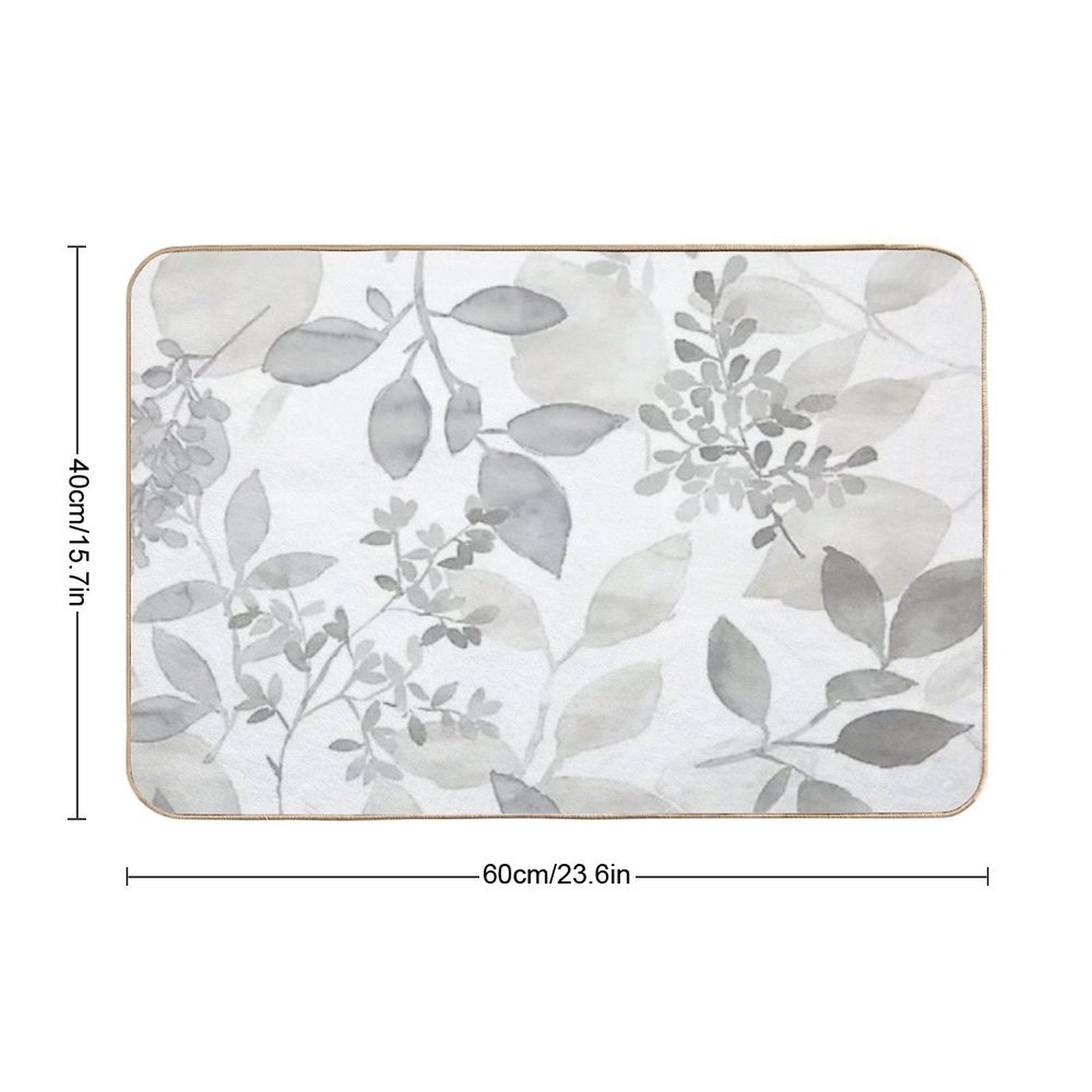Grey Watercolor Leaves  Rapid-Drying Bath Mat