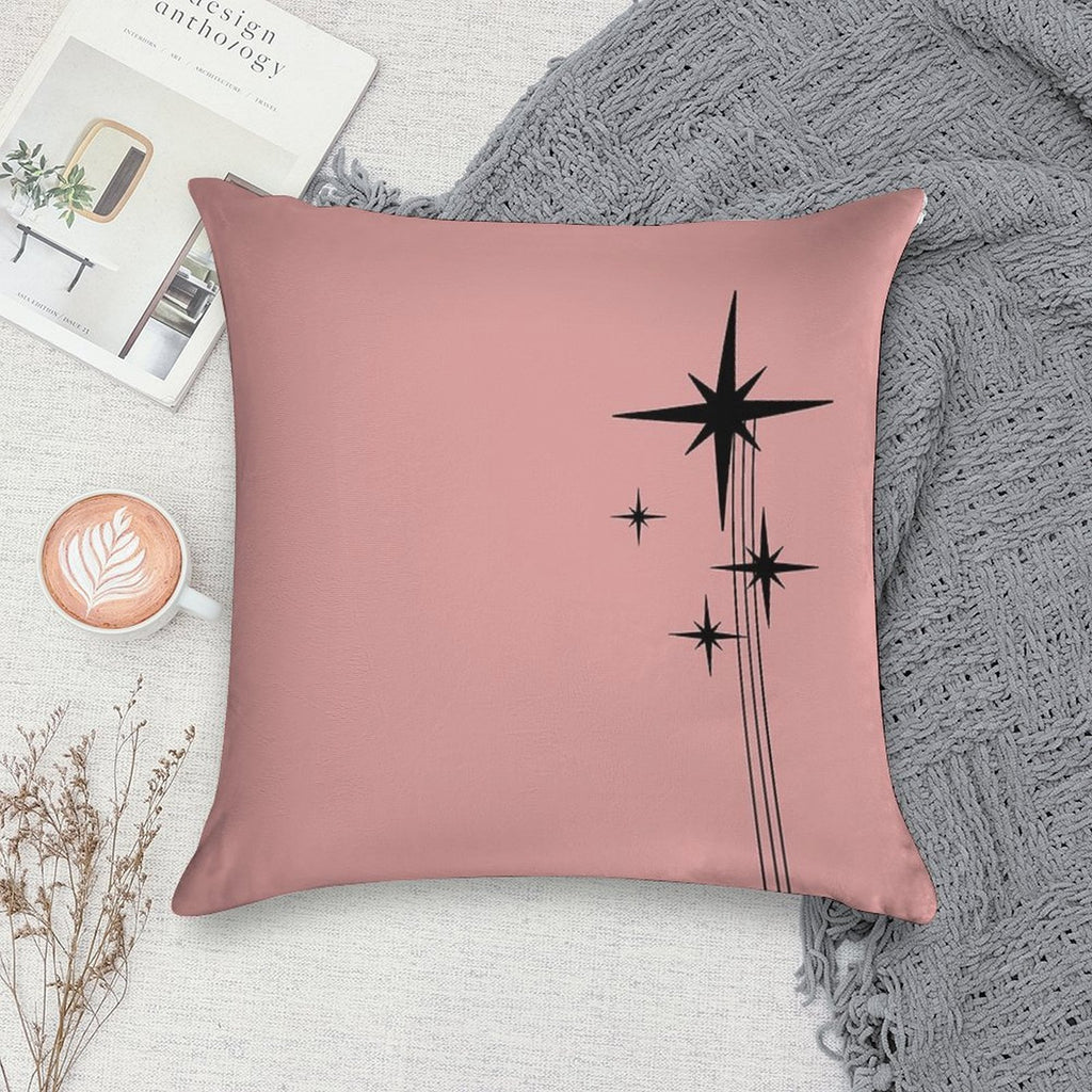 1950s Atomic Age Retro Starbursts in 50s Pink And Black Soft Warmth Comfort Throw Pillow