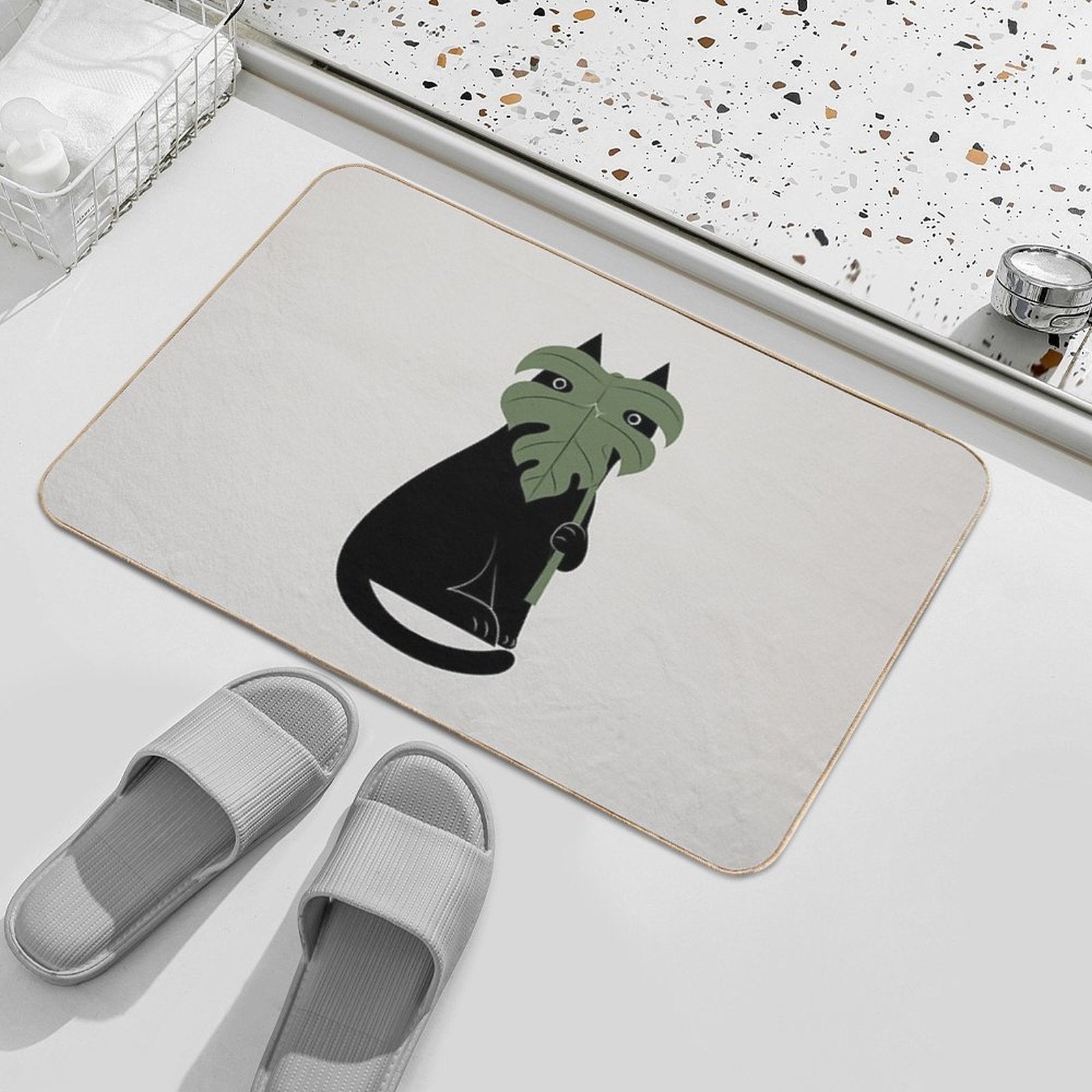 Cat And Plant 14 Monster-a  Slip-Resistant Bath Mat
