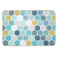 Blue Hue Hexagon Pattern  Fade-Resistant Bath Mat