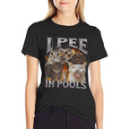 I Pee In Pools Funny Cat Meme Bootleg Graphic for Men Women  Heathered Texture T-Shirt