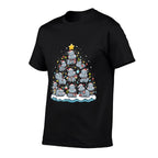 Hippopotamus Christmas Tree Funny Baby Pygmy Hippo Decor  Rolled Sleeves T-Shirt
