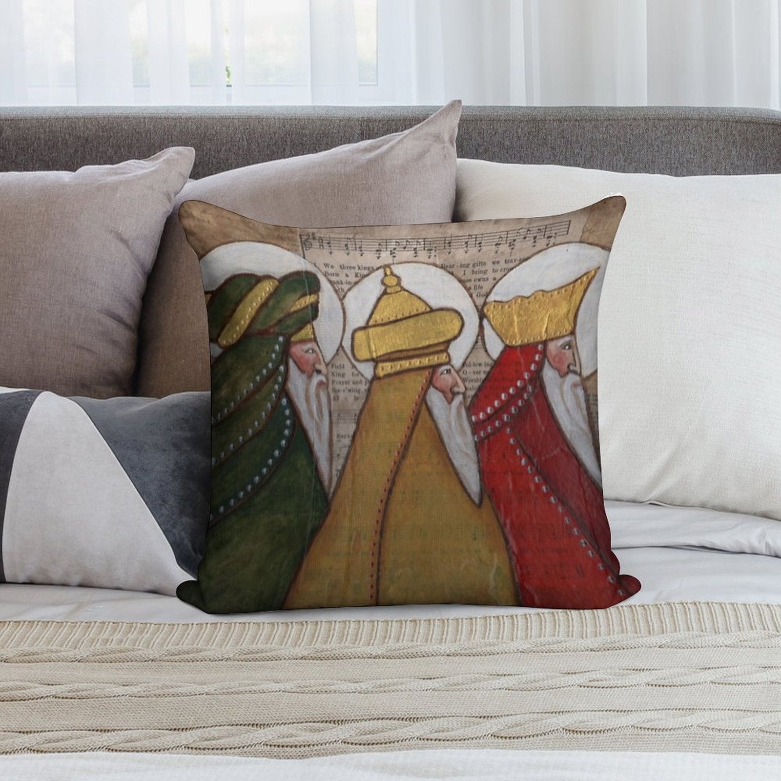 The Magi; Three Kings; Three Wise Men Soft Shrink-Resistant Throw Pillow