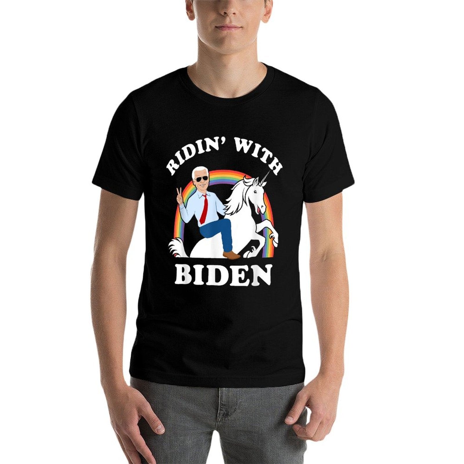 Unicorn Ridin With Biden Funny Joe Biden  Heathered Texture T-Shirt