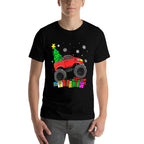 Kids Boys Monster Truck Christmas Tree Snowflakes Toddler  Breathable T-Shirt