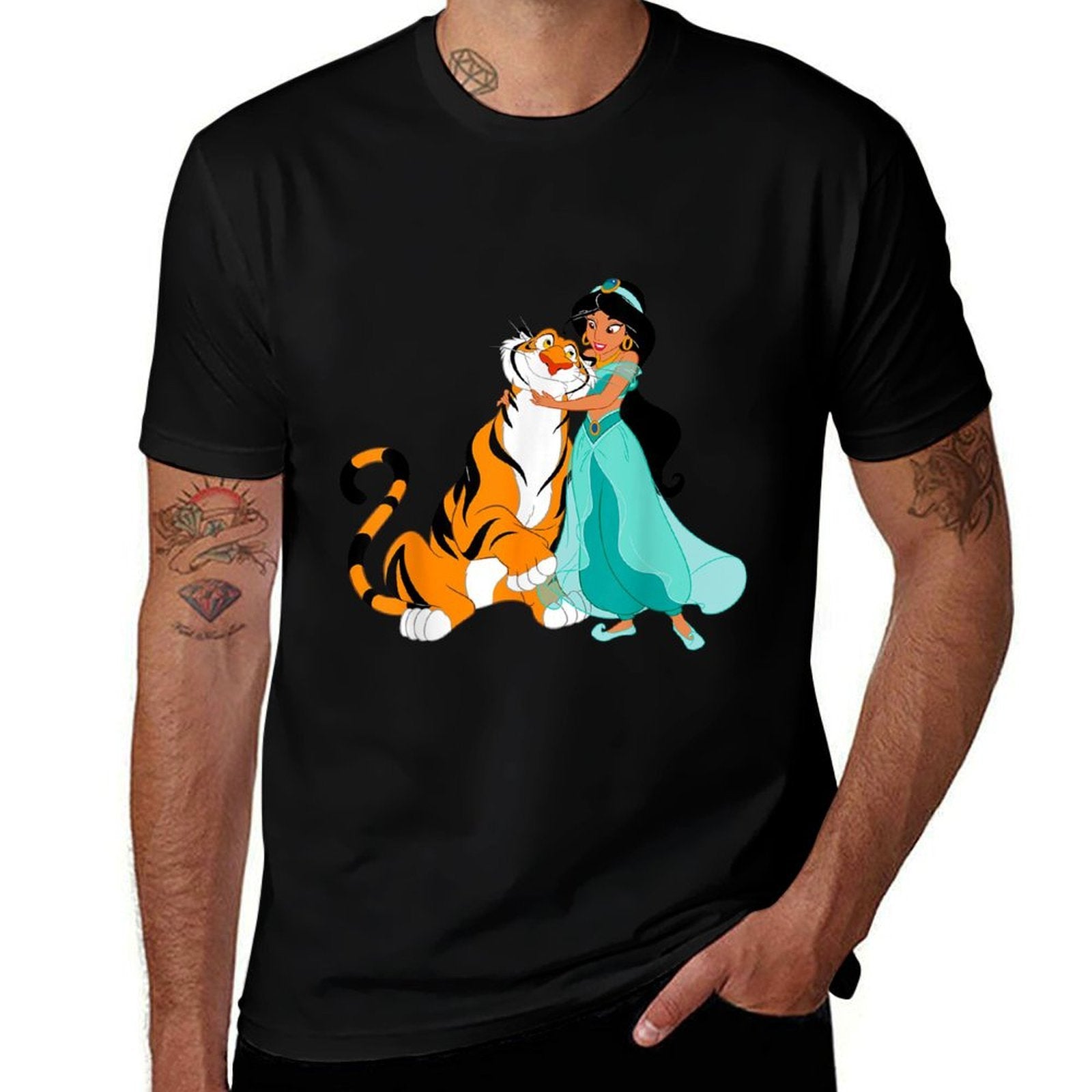 Disney Aladdin Princess Jasmine And Rajah Friends  Tagless Design T-Shirt