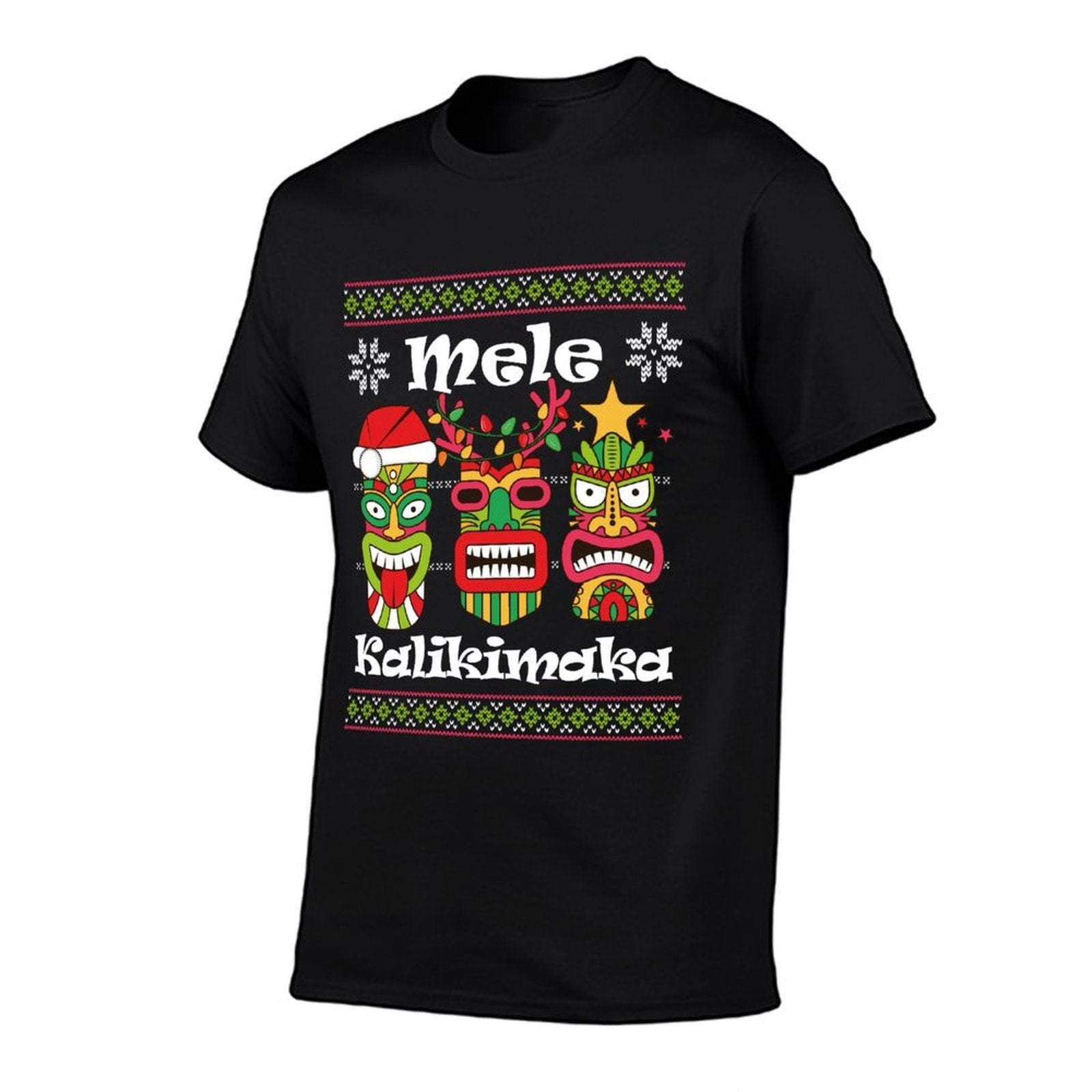 Mele Kalikimaka Christmas Hawaiian Santa Tiki Ugly Xmas Sweatshirt Comfortable T-Shirt