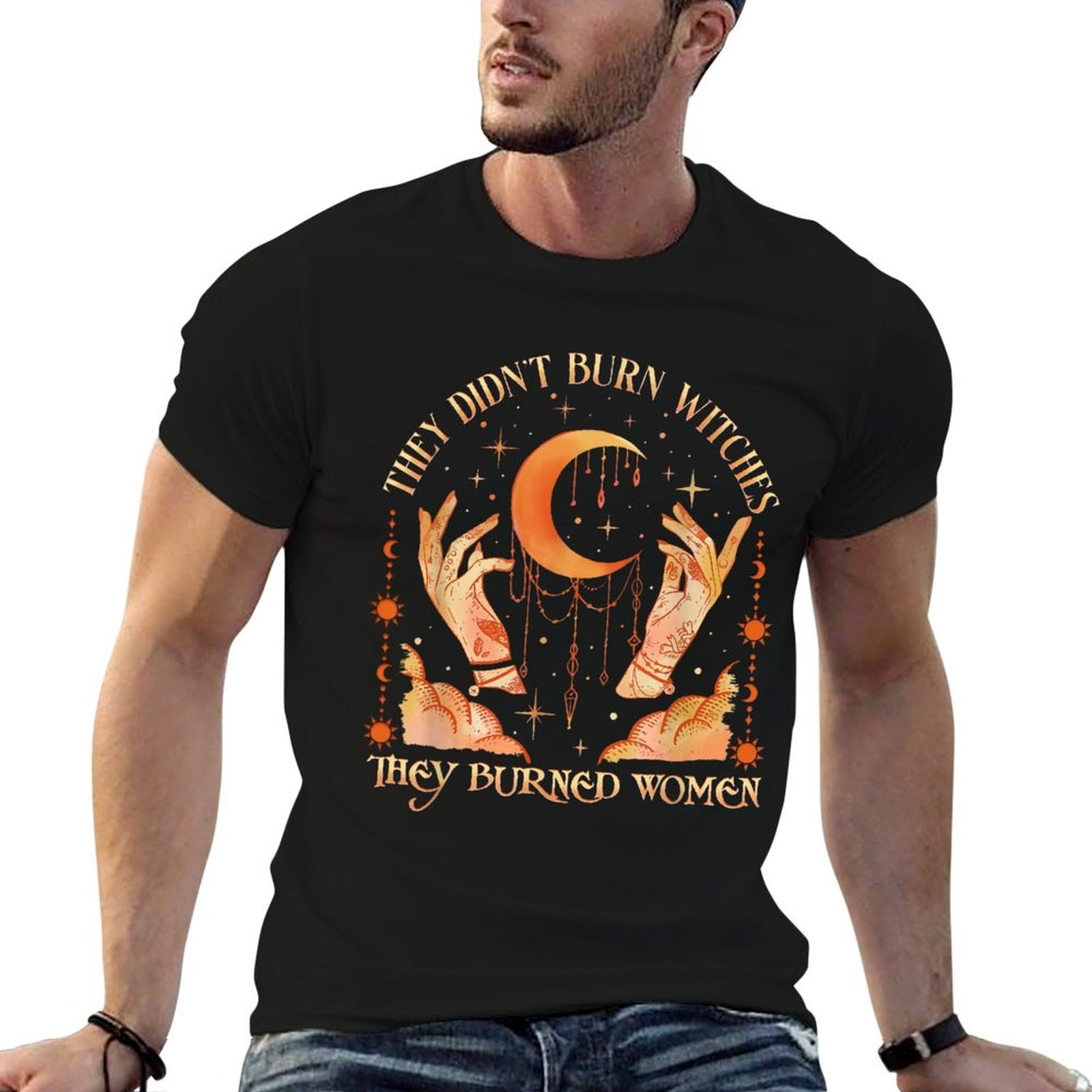 Witch Halloween They Didnt Burn Witches They Burned Women  Ribbed Collar T-Shirt