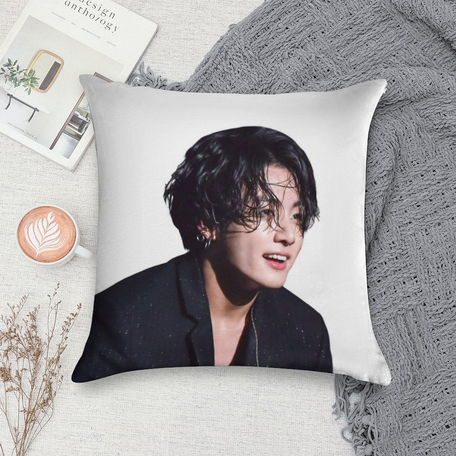 Jungkook Long Hair Hot Soft Multiple Sizes Throw Pillow