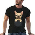Cute Pocket French Bulldog Funny Dog Lover  Ribbed Collar T-Shirt