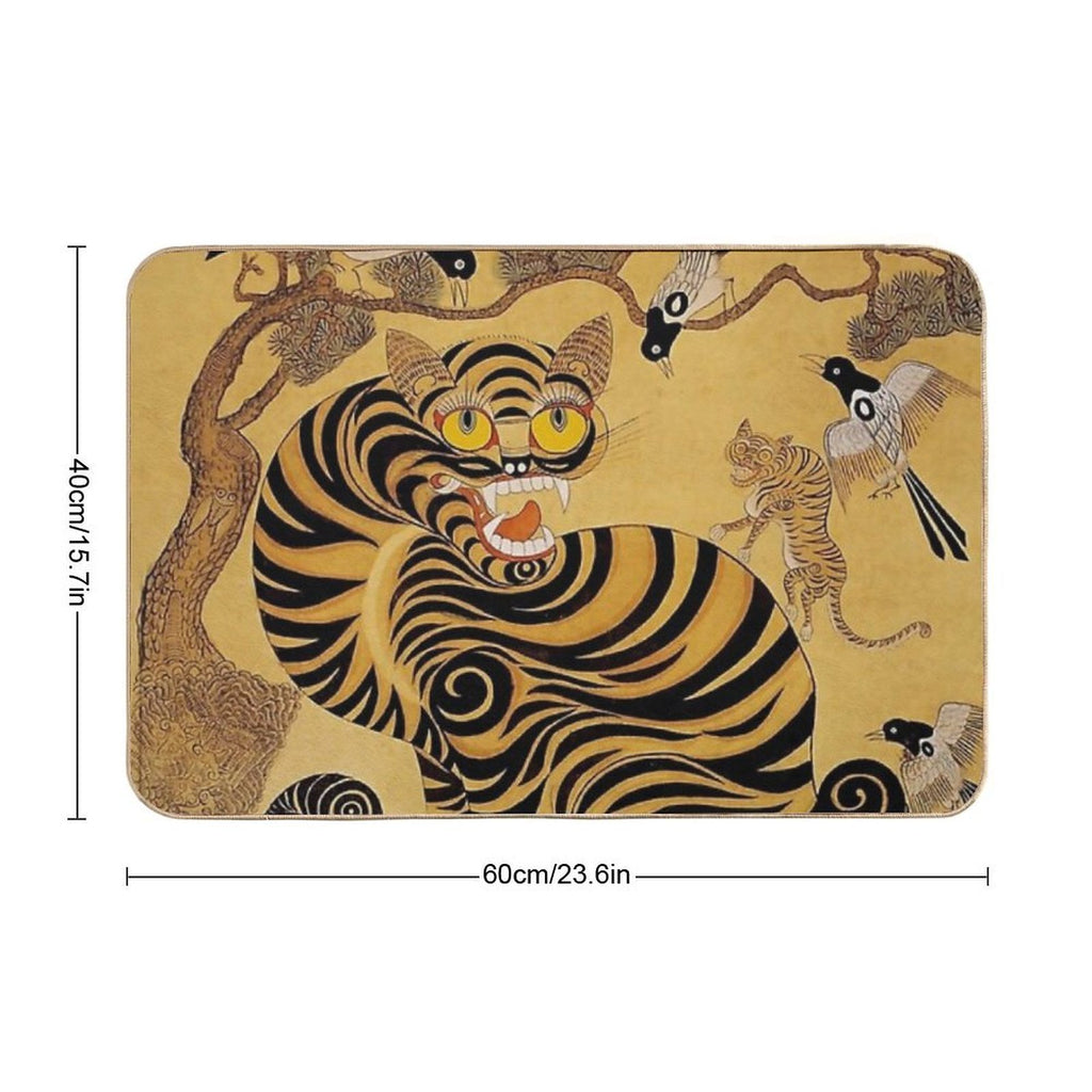 Traditional Korean Minhwa Tiger  Slip-Resistant Bath Mat