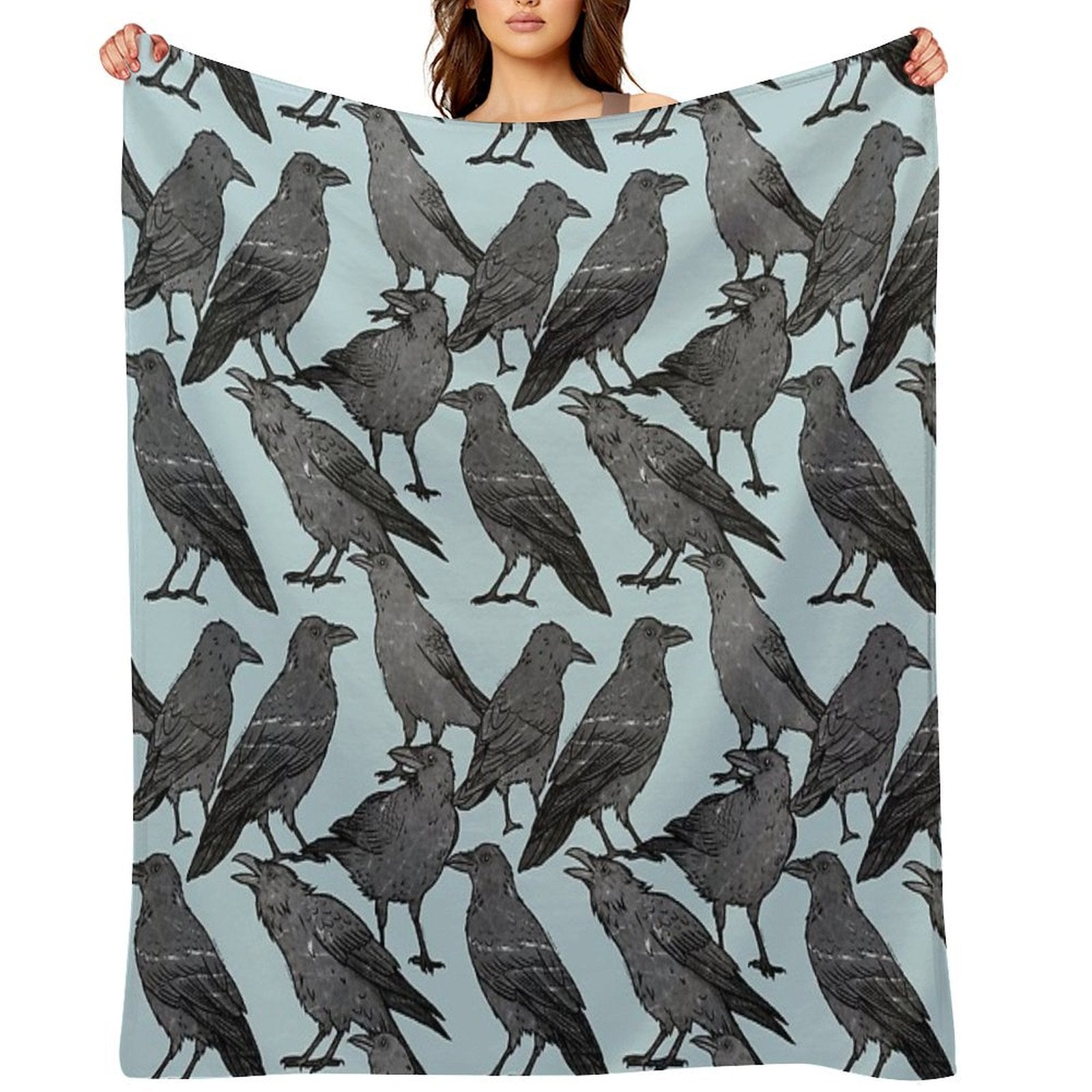 Cute Crow Pattern All-season Throw Blanket