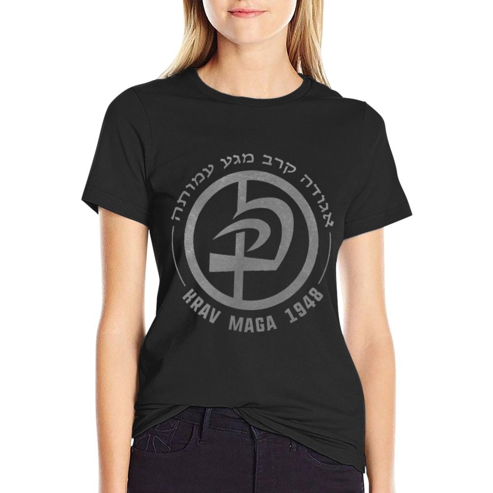 Krav Maga In Hebrew Letters Logo for Women  Men  High-quality Stitching T-Shirt